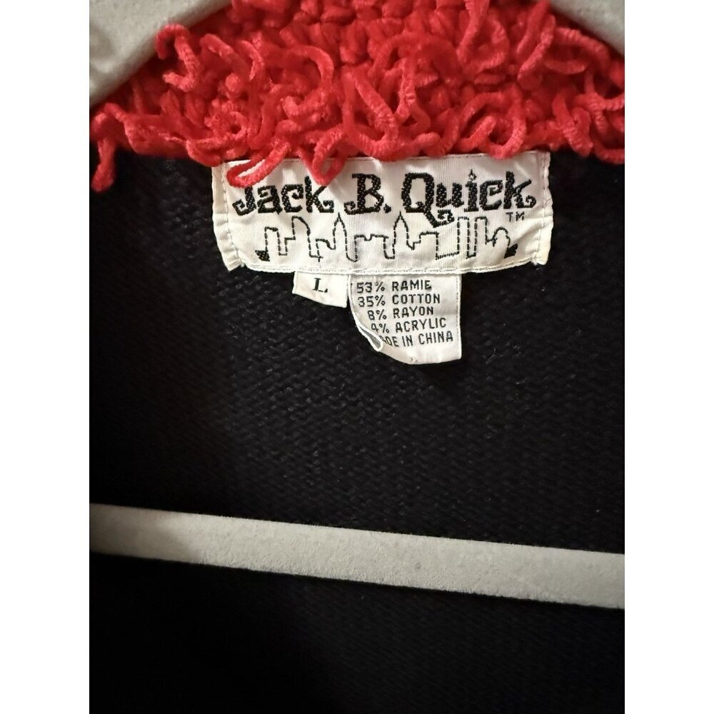 Vintage Jack B. Quick Christmas Sweater Santa Claus ugly Black Size Large - Picture 8 of 9
